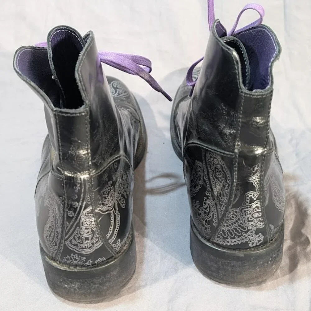 Robert Graham Mens Leeds Chukka Boots Black Purple Silver
